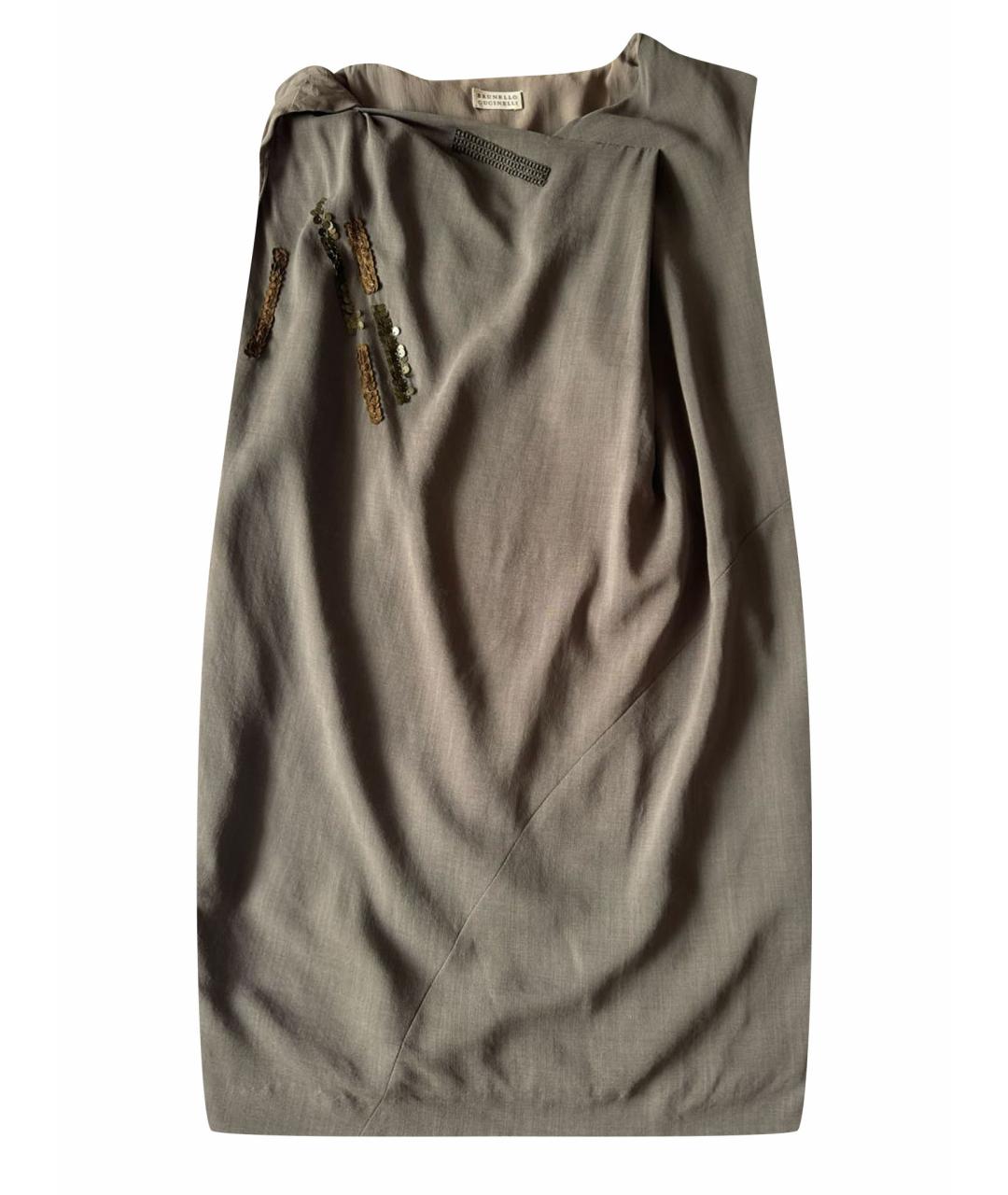 BRUNELLO CUCINELLI Антрацитовое шерстяное повседневное платье, фото 1