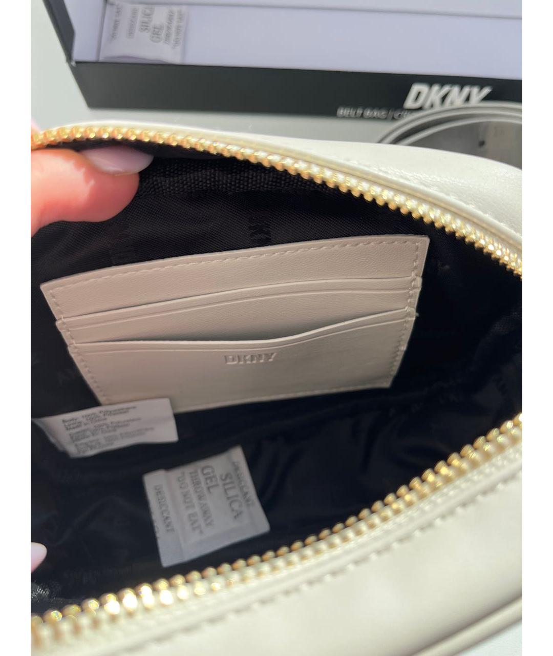DKNY Бежевая поясная сумка из искусственной кожи, фото 4