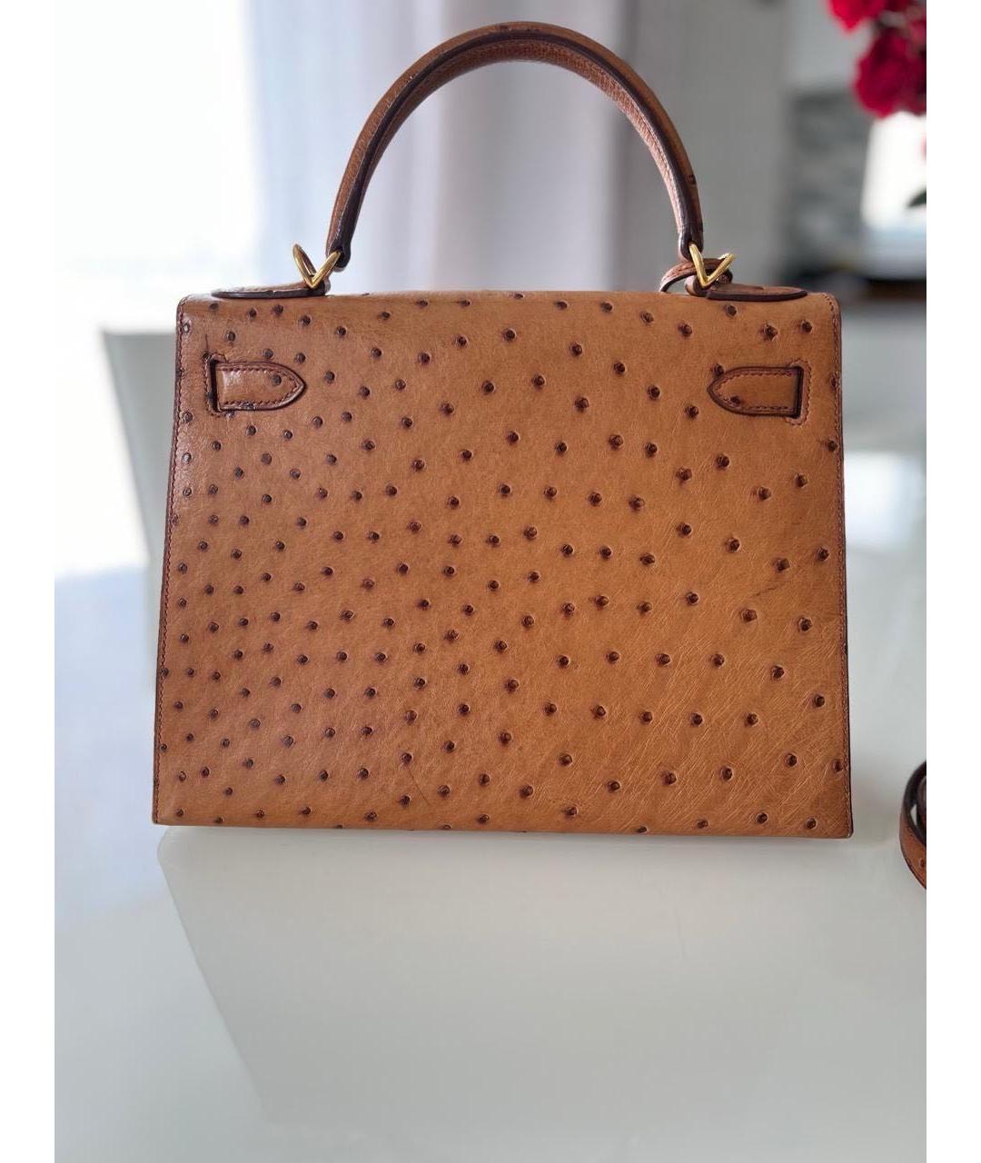HERMES Коричневая сумка с короткими ручками из экзотической кожи, фото 3