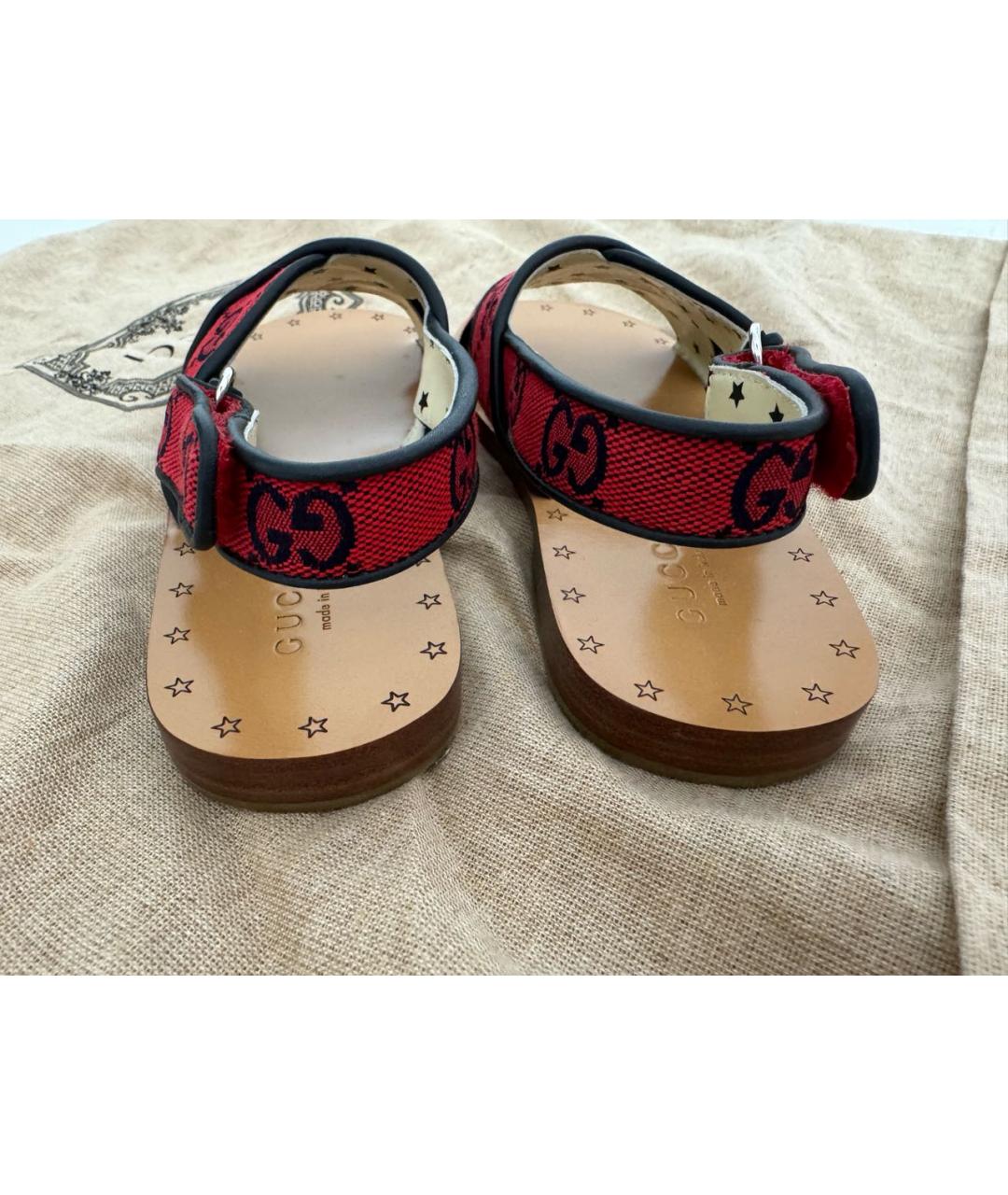 GUCCI KIDS Красные текстильные сандалии и шлепанцы, фото 4