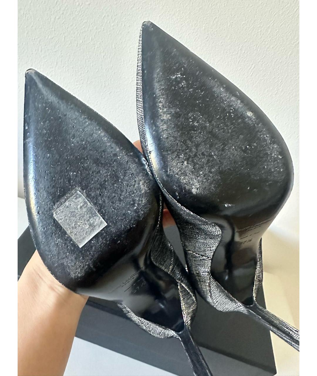 SAINT LAURENT Серебряные кожаные туфли, фото 4