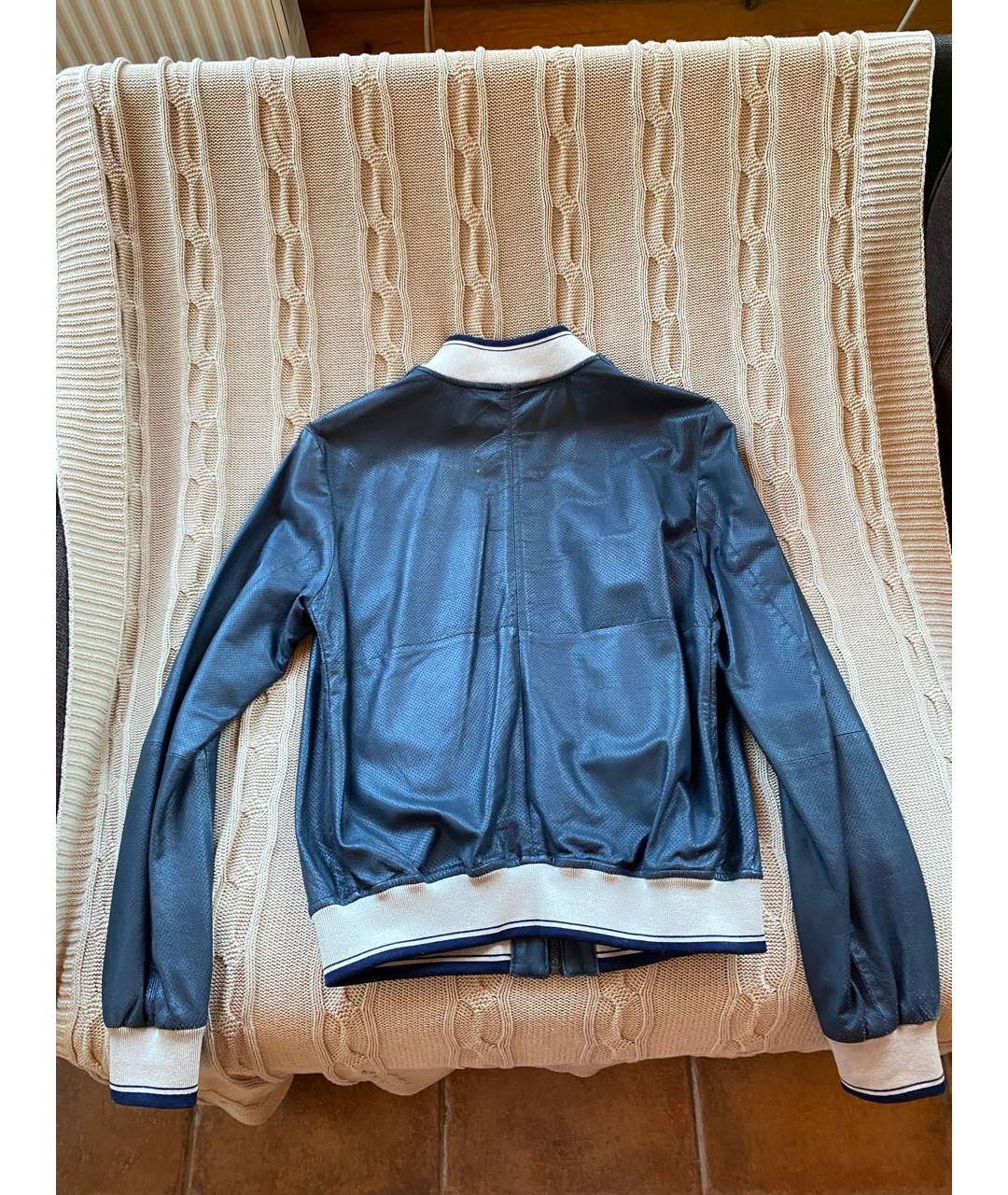 MORESCHI Темно-синяя кожаная куртка, фото 2