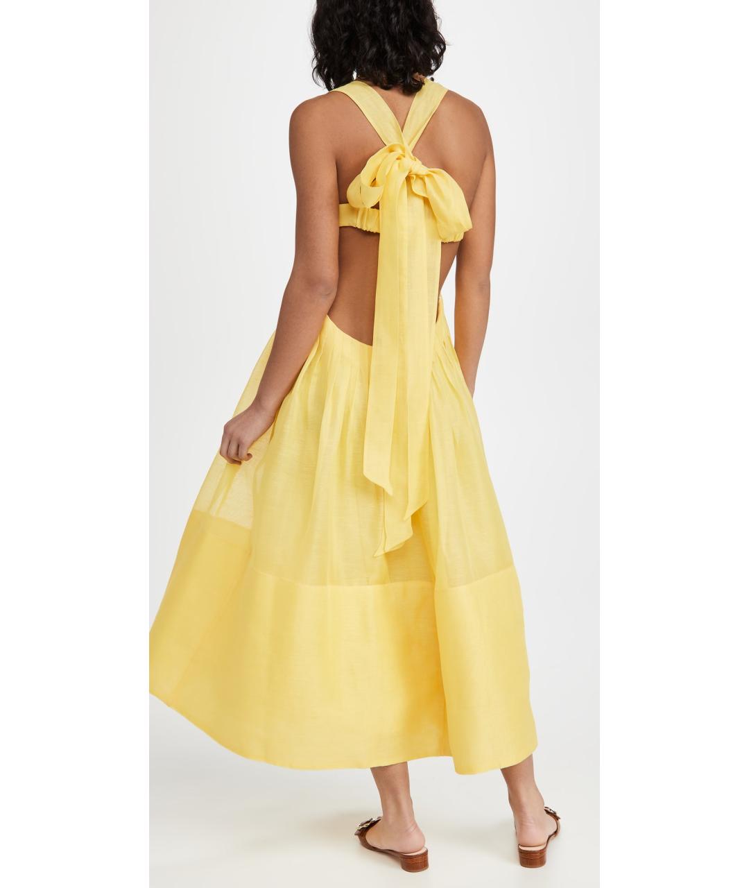 ZIMMERMANN Желтое льняное коктейльное платье, фото 5
