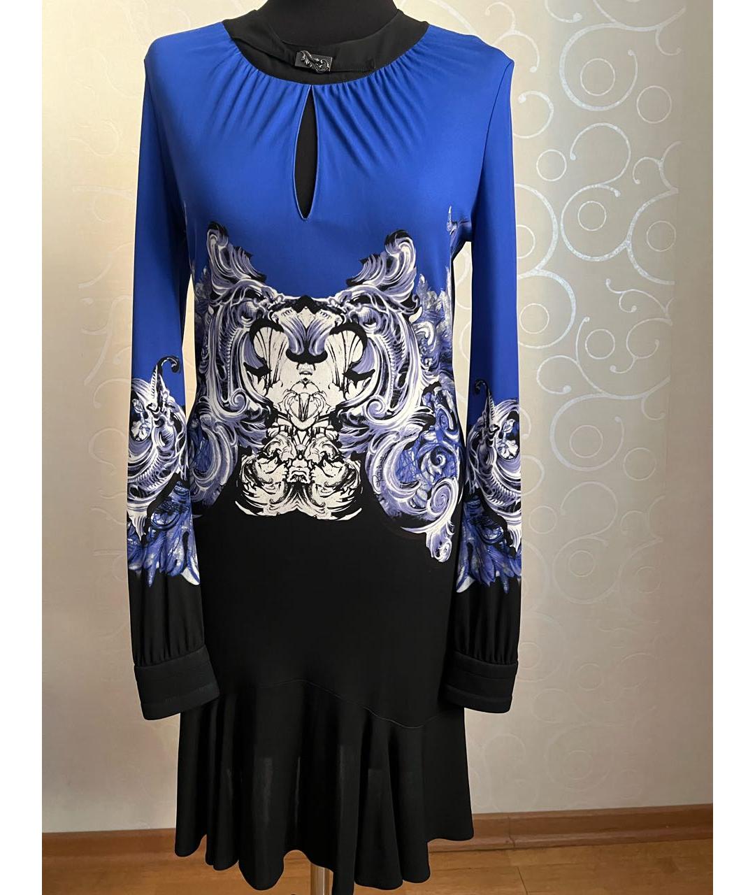 ROBERTO CAVALLI Синее вискозное вечернее платье, фото 5