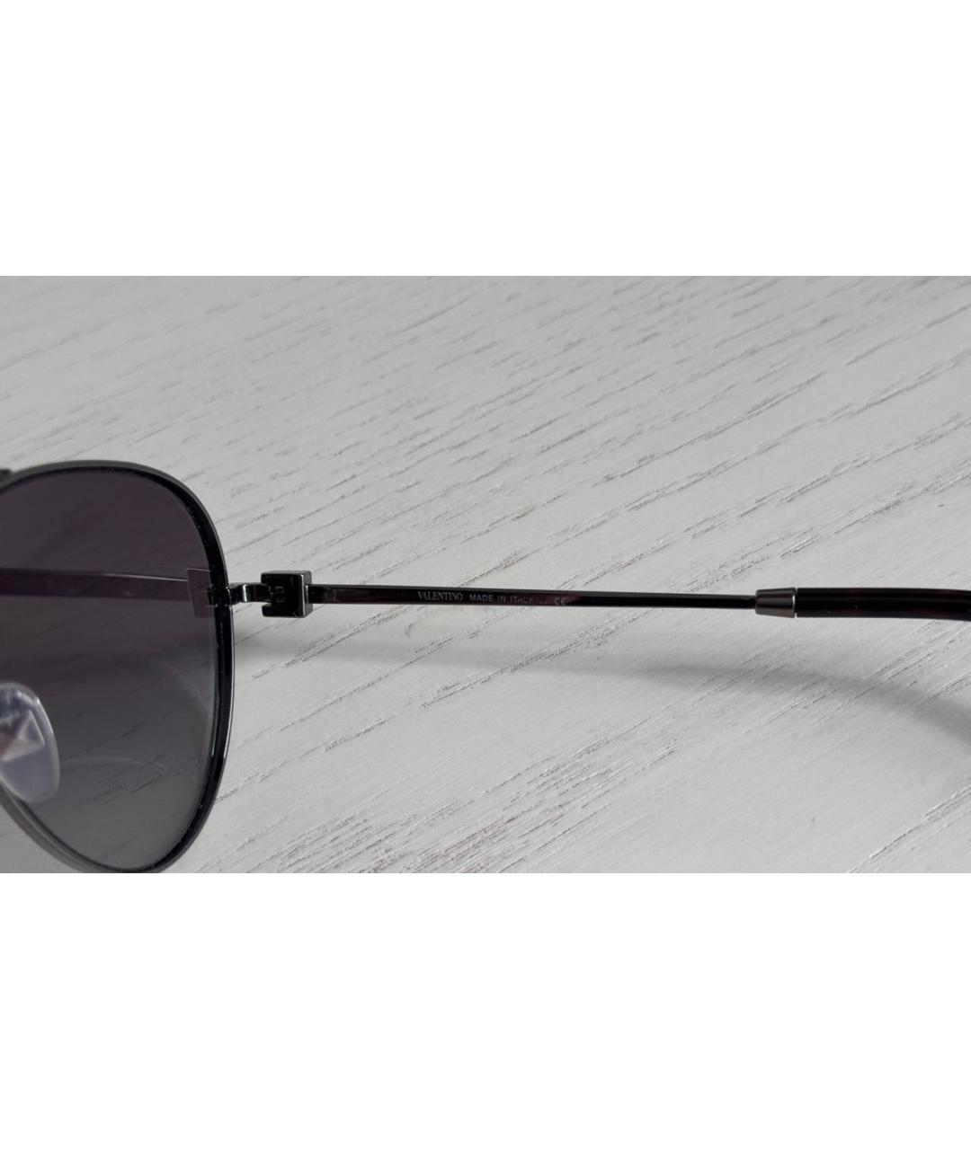VALENTINO Черные металлические солнцезащитные очки, фото 8