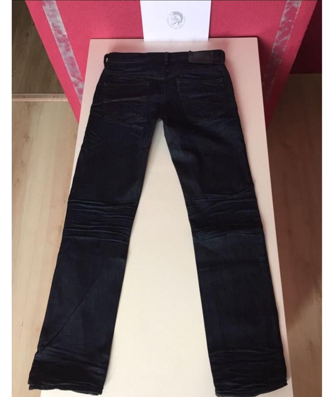 DIESEL Темно-синие хлопко-эластановые прямые джинсы, фото 2
