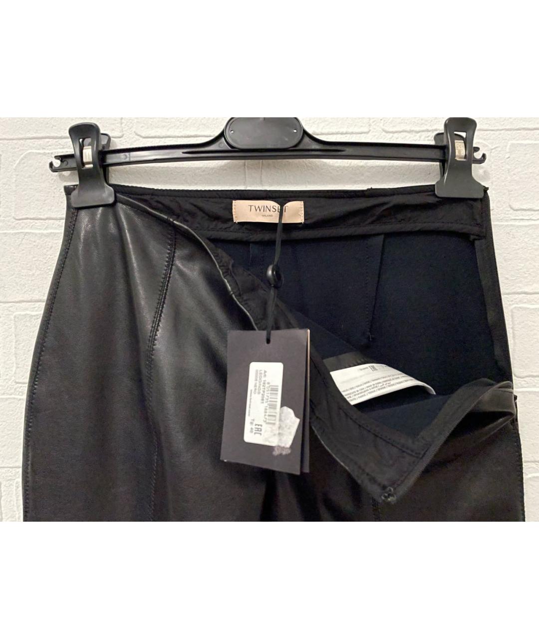 TWIN-SET Черные хлопковые брюки узкие, фото 4