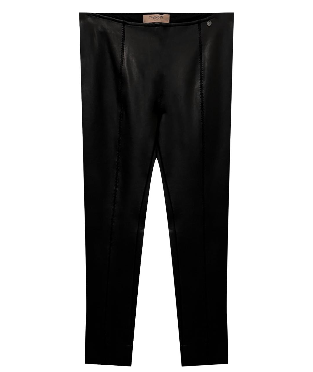 TWIN-SET Черные хлопковые брюки узкие, фото 1