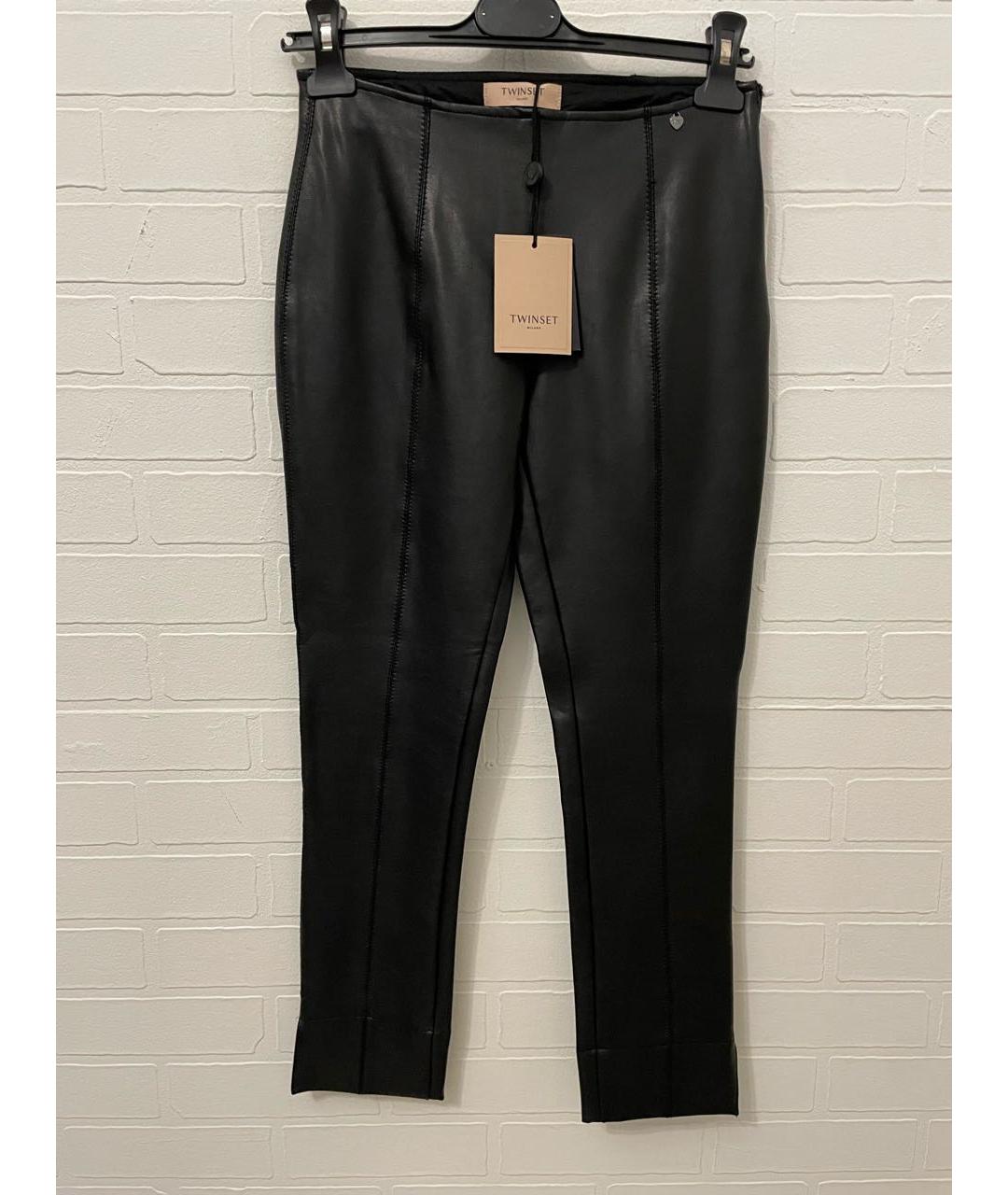TWIN-SET Черные хлопковые брюки узкие, фото 9