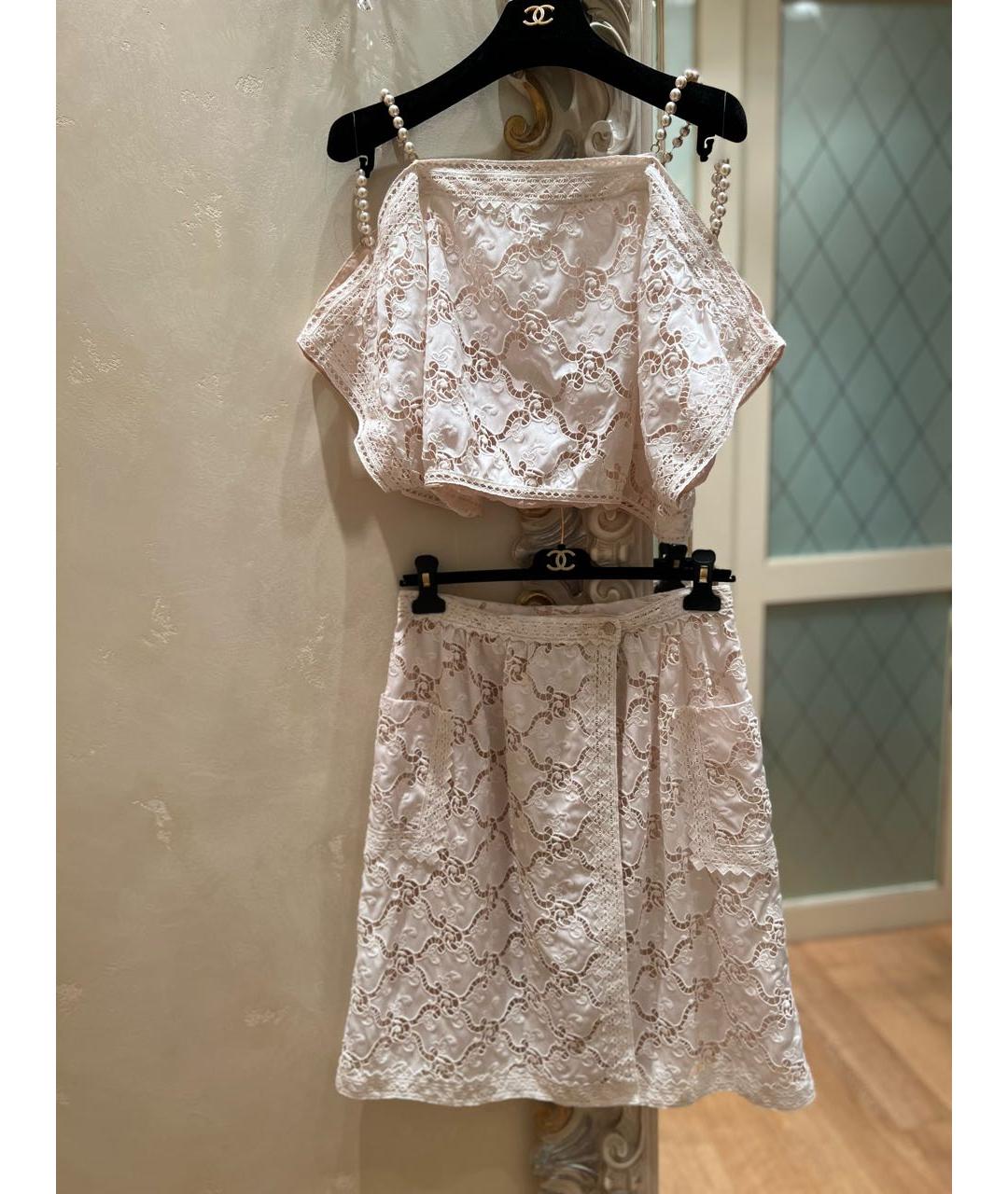 CHANEL Белый хлопковый костюм с юбками, фото 9