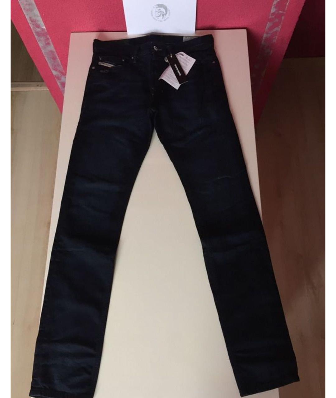 DIESEL Темно-синие хлопко-эластановые прямые джинсы, фото 8
