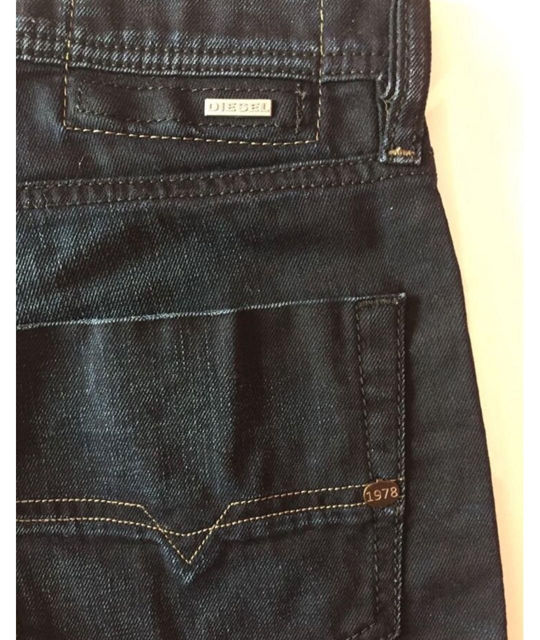 DIESEL Темно-синие хлопко-эластановые прямые джинсы, фото 6