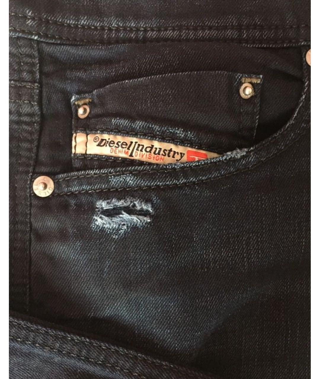 DIESEL Темно-синие хлопко-эластановые прямые джинсы, фото 4