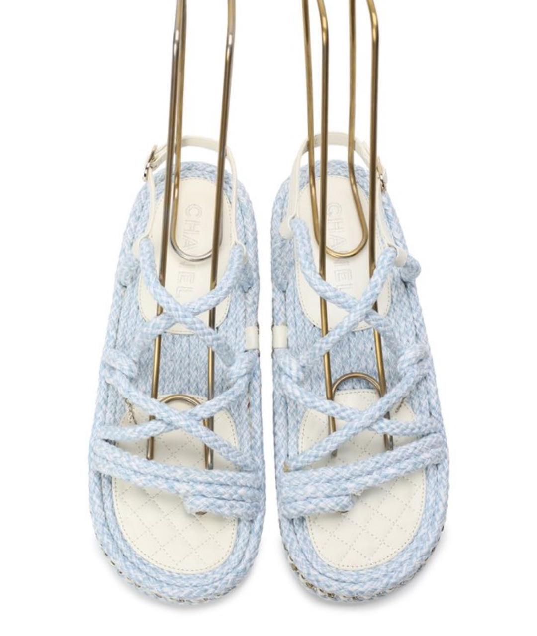 CHANEL Голубые текстильные сандалии, фото 2