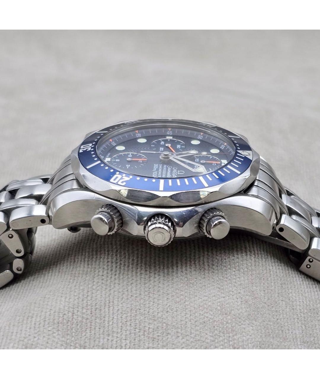 OMEGA Синие серебряные часы, фото 4