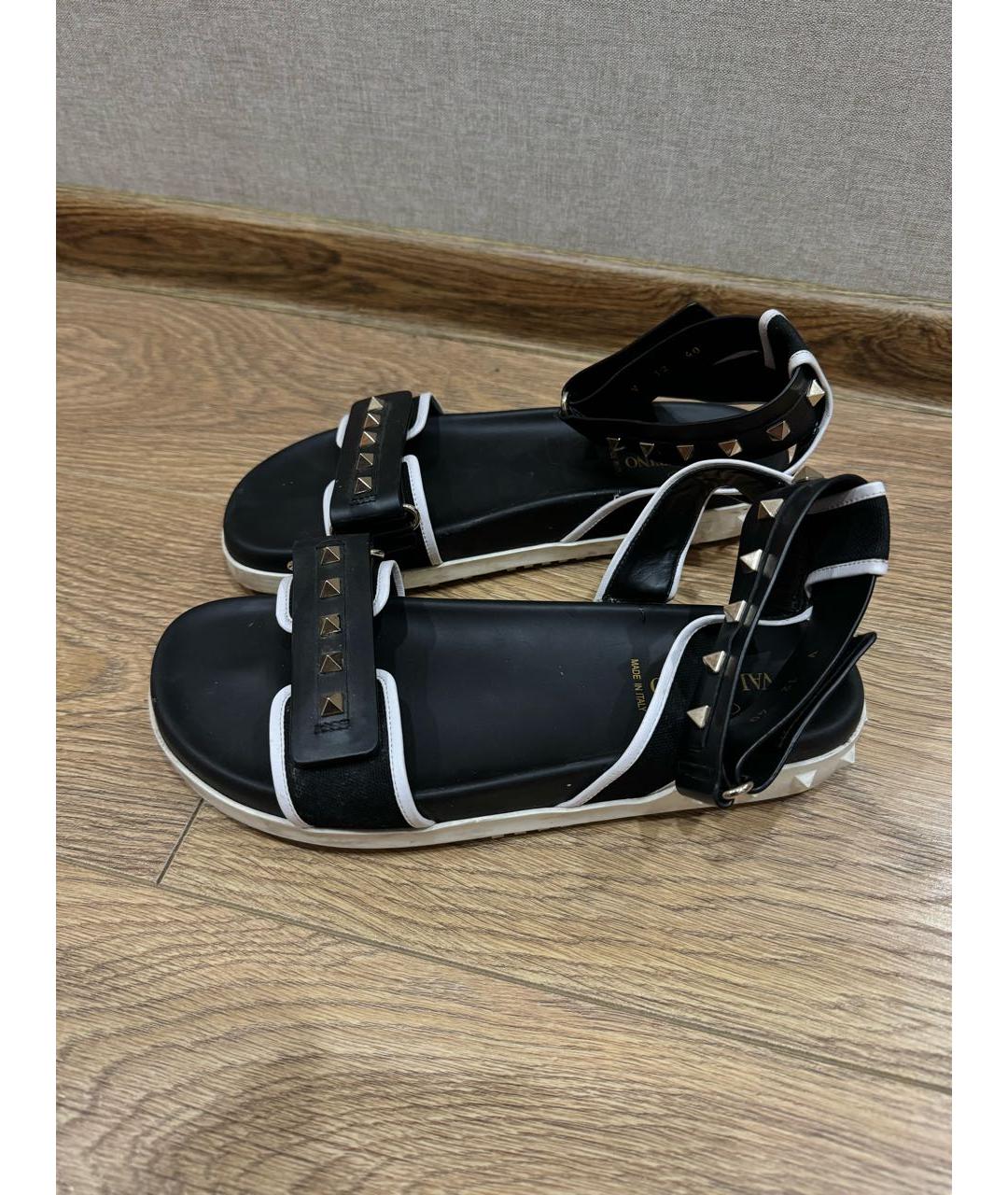 VALENTINO Черные кожаные сандалии, фото 2