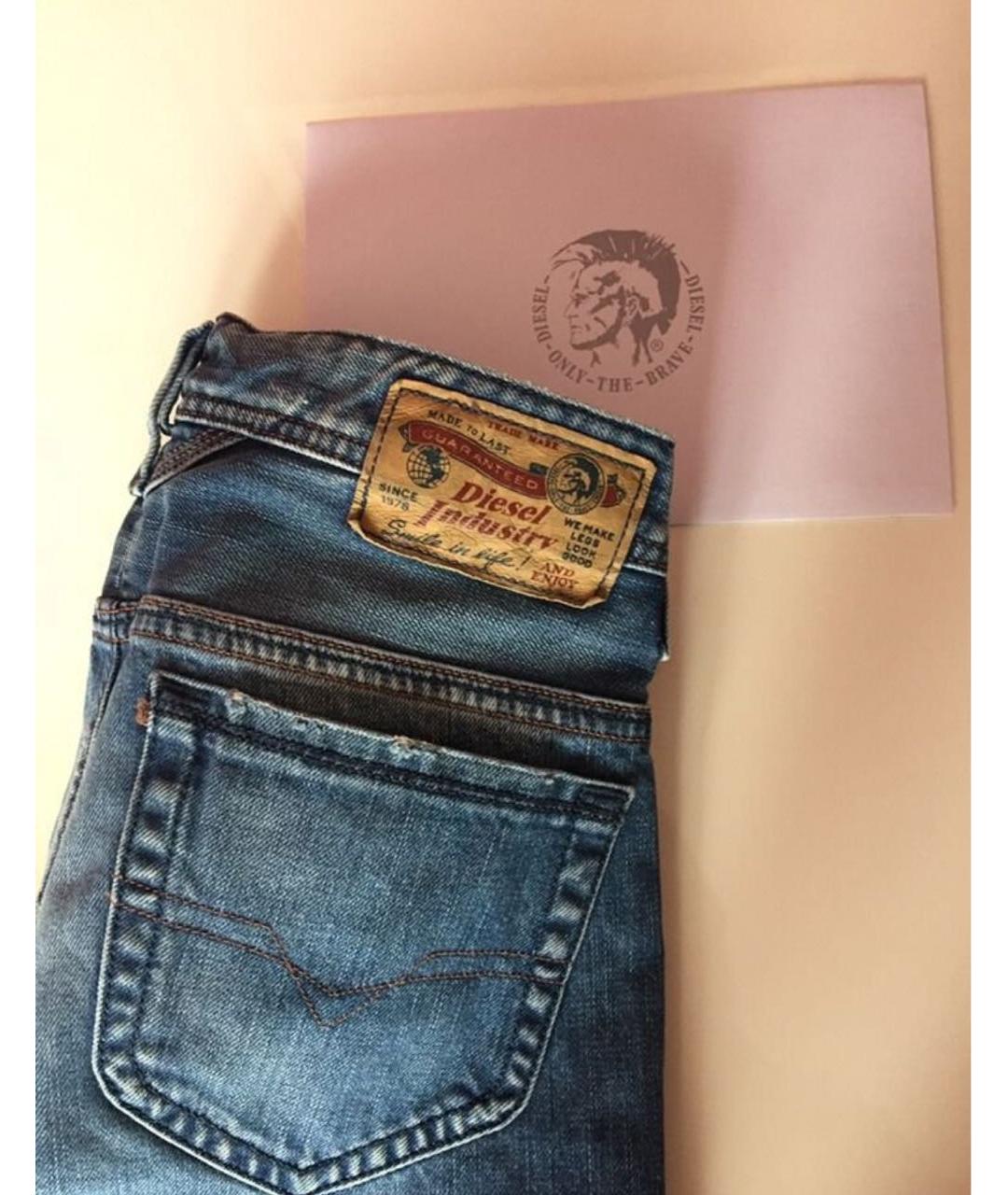 DIESEL Голубые хлопко-эластановые прямые джинсы, фото 6