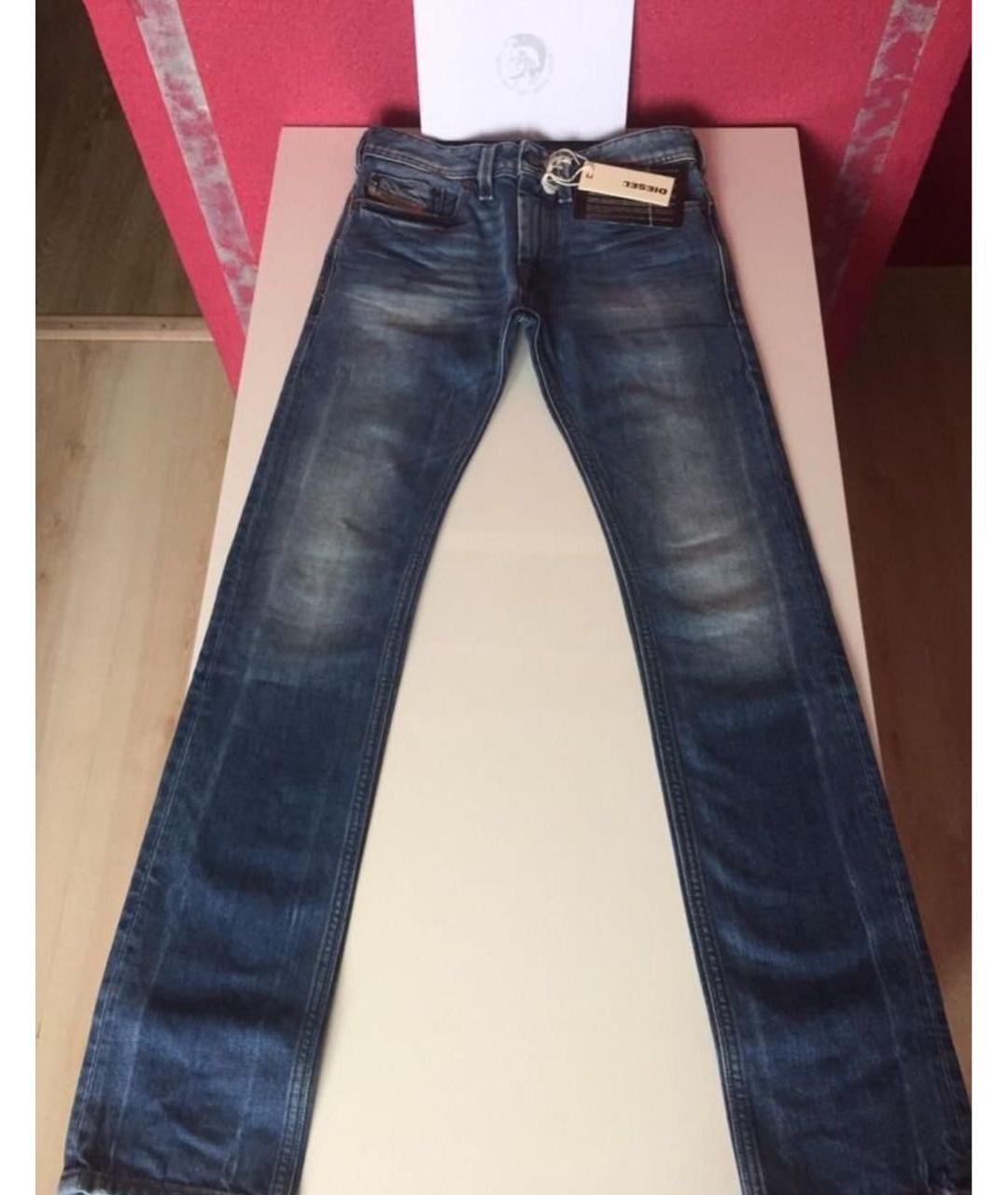 DIESEL Голубые хлопко-эластановые прямые джинсы, фото 8