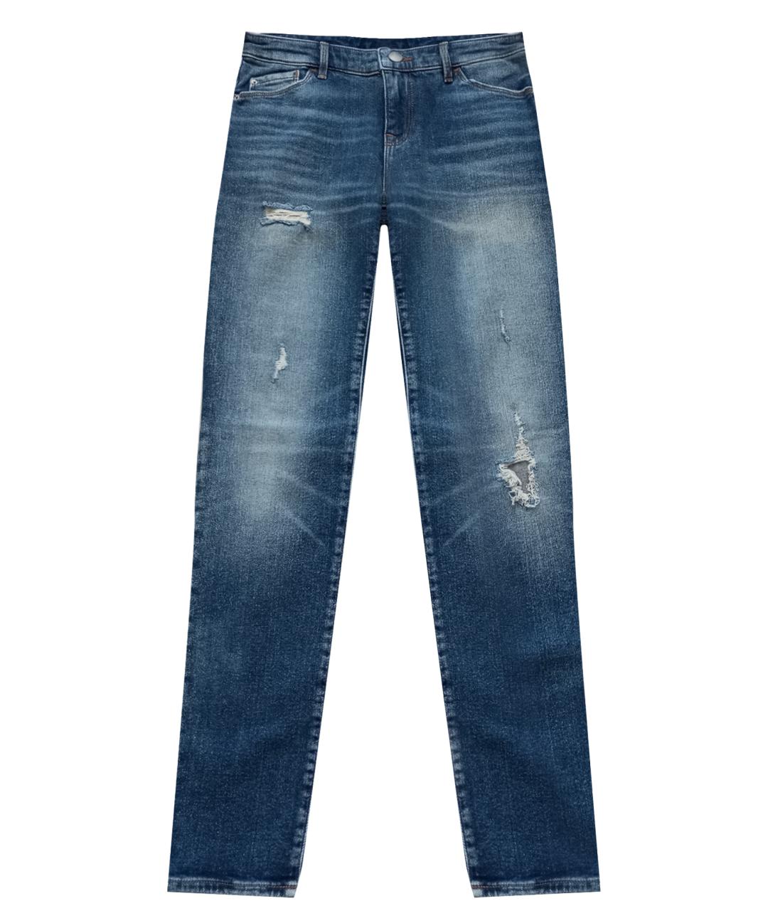 EMPORIO ARMANI Синие хлопковые джинсы слим, фото 1