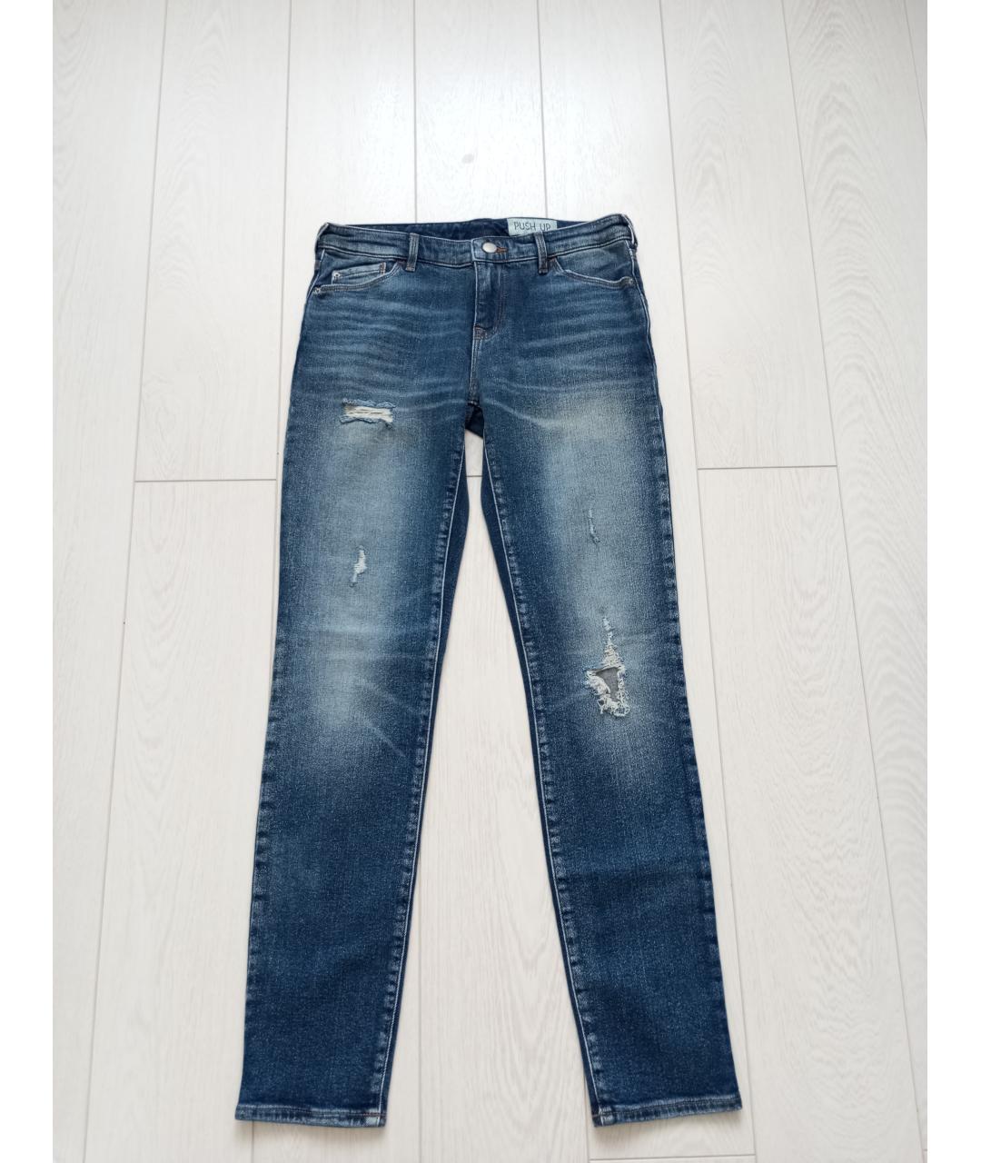 EMPORIO ARMANI Синие хлопковые джинсы слим, фото 5