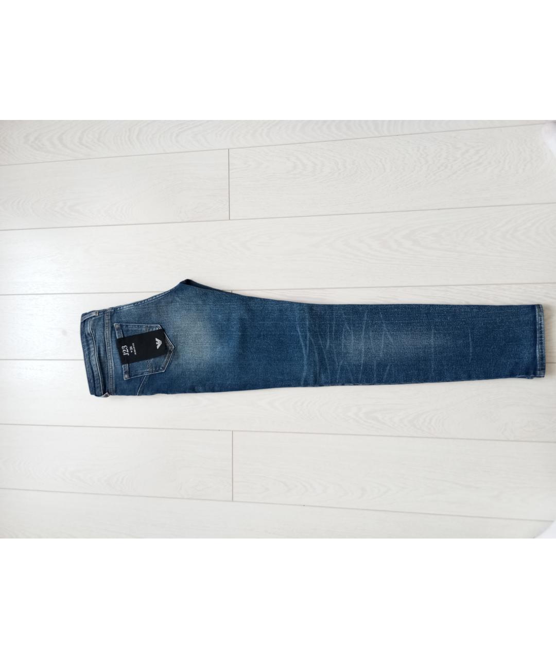 EMPORIO ARMANI Синие хлопковые джинсы слим, фото 4