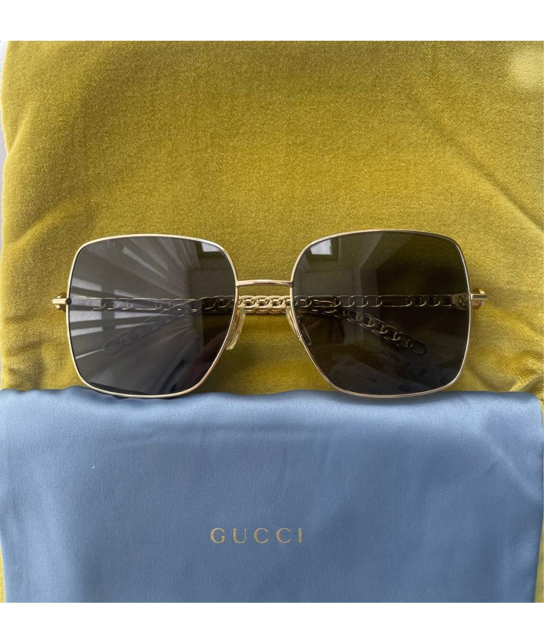 GUCCI Черные металлические солнцезащитные очки, фото 4