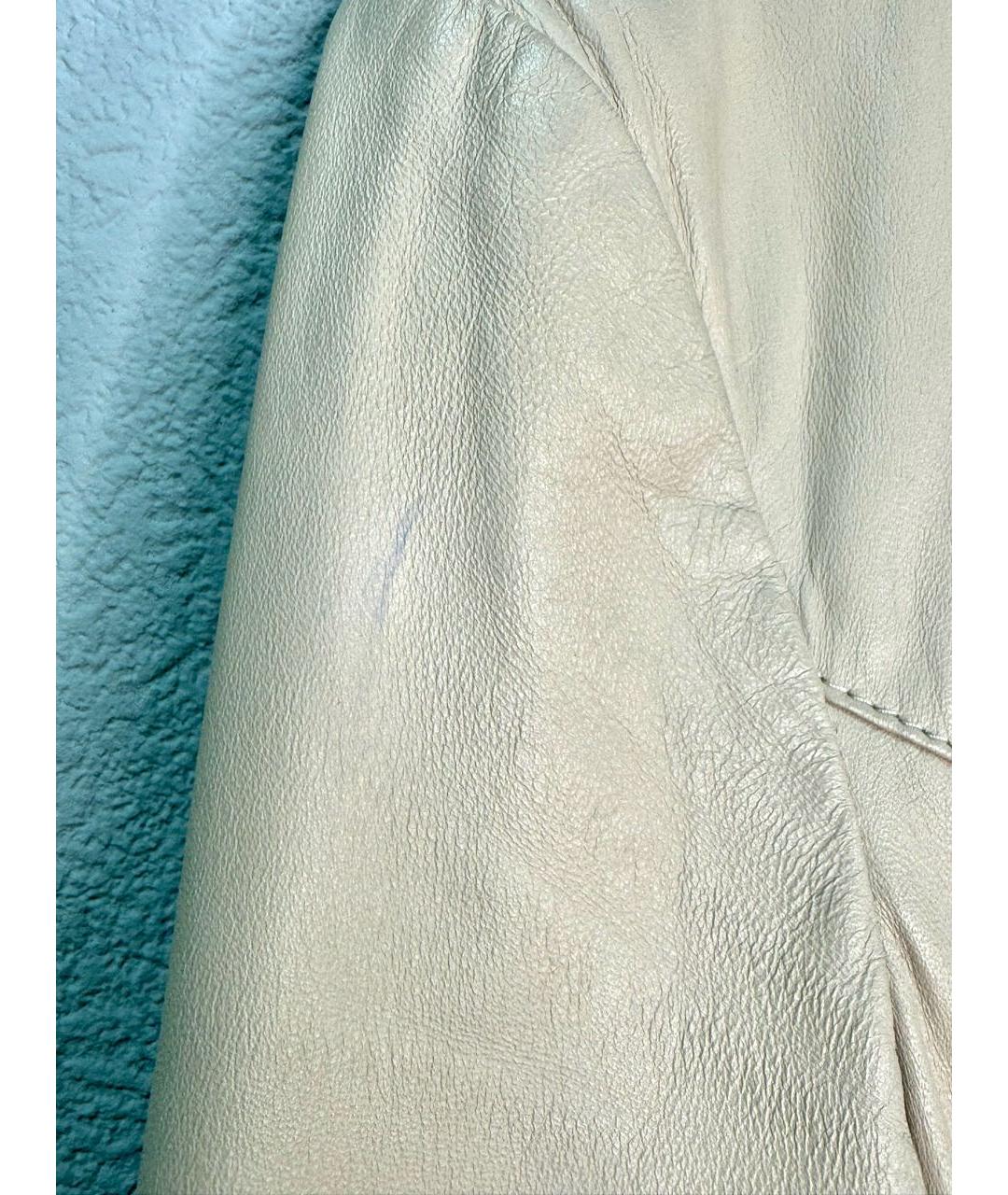 ARMANI COLLEZIONI Бежевая кожаная куртка, фото 4