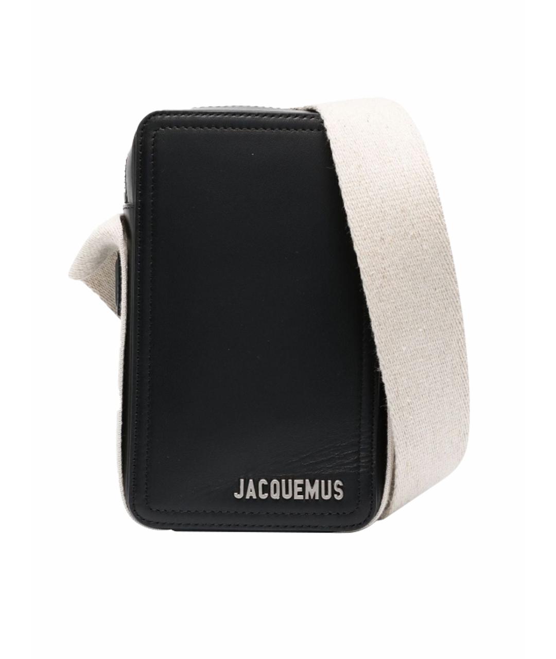 JACQUEMUS Черная кожаная сумка на плечо, фото 1