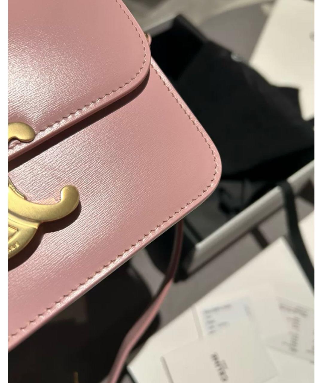 CELINE PRE-OWNED Розовая кожаная сумка через плечо, фото 6