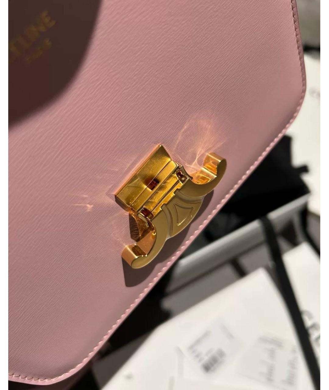 CELINE PRE-OWNED Розовая кожаная сумка через плечо, фото 8