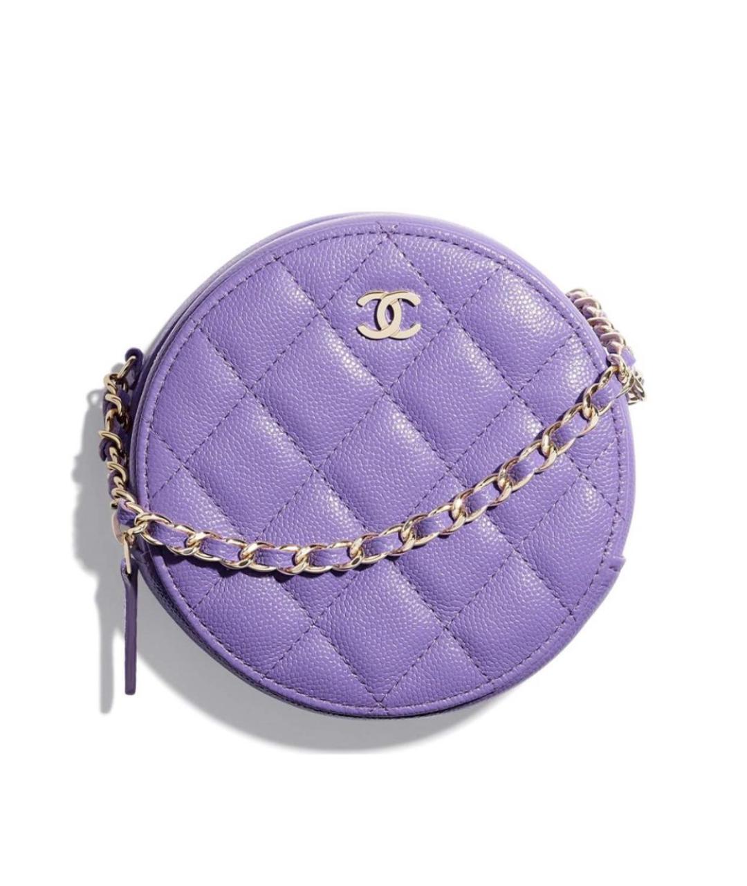 CHANEL PRE-OWNED Фиолетовая кожаная сумка через плечо, фото 1