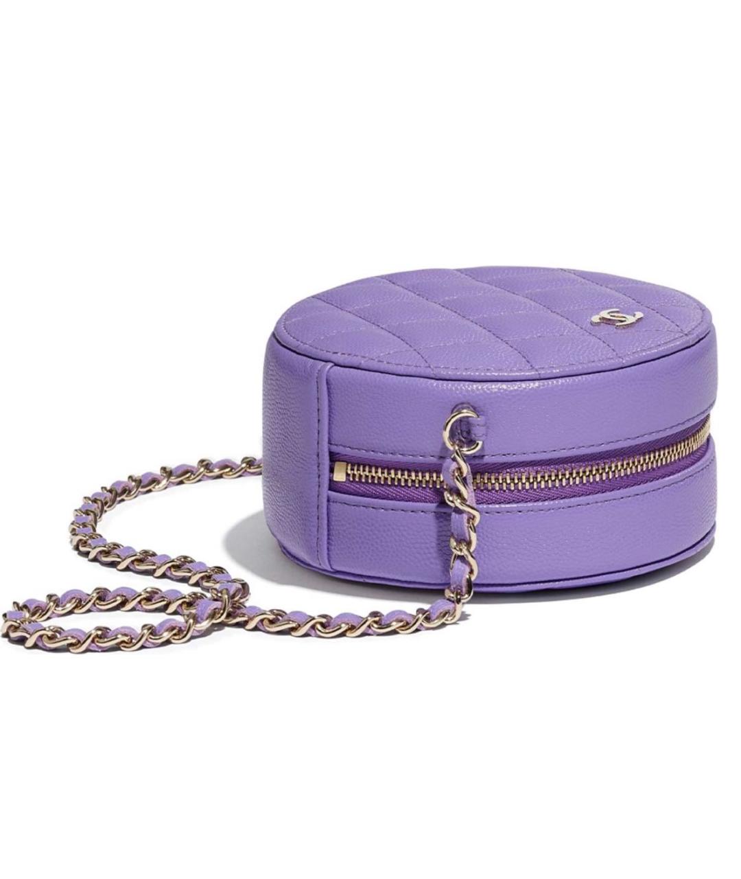CHANEL PRE-OWNED Фиолетовая кожаная сумка через плечо, фото 4