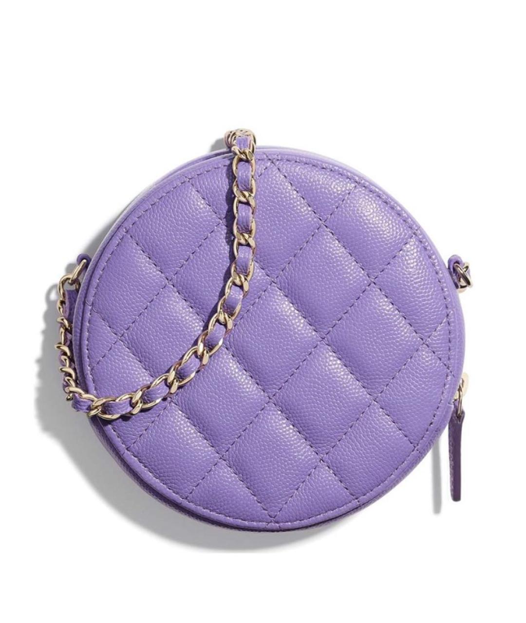 CHANEL PRE-OWNED Фиолетовая кожаная сумка через плечо, фото 2