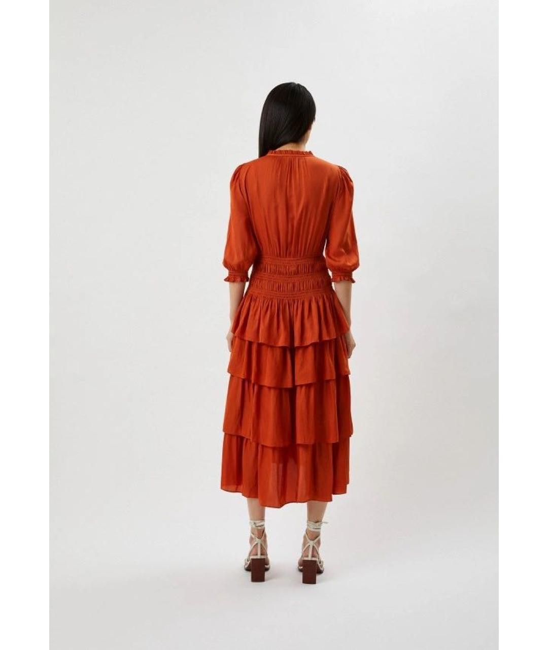 MAJE Оранжевое вискозное повседневное платье, фото 5