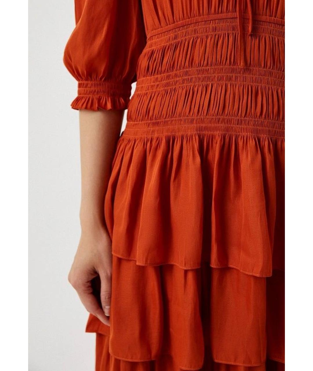 MAJE Оранжевое вискозное повседневное платье, фото 6