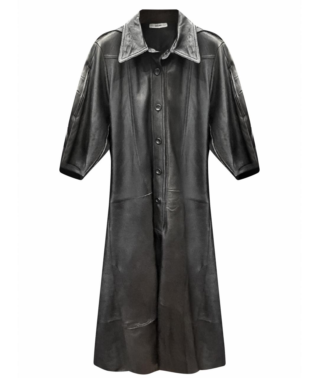 CELINE Черное кожаное платье, фото 1