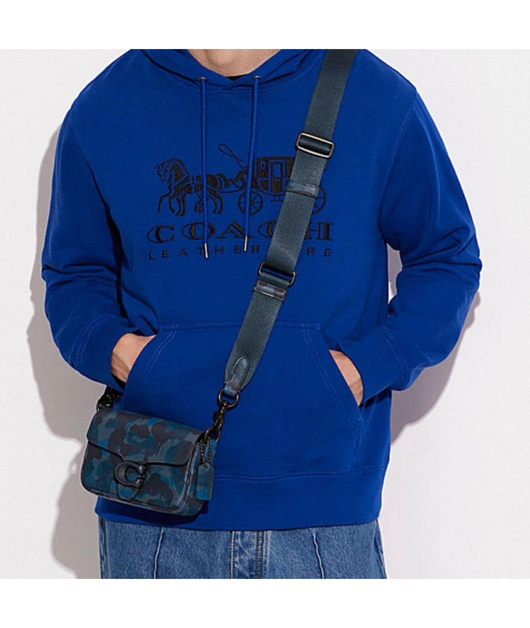 COACH Темно-синяя кожаная сумка через плечо, фото 4