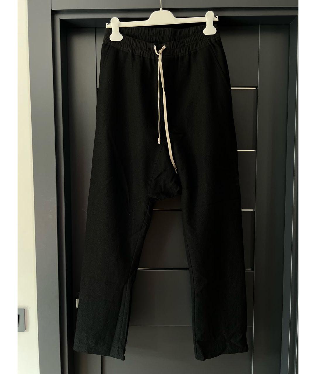RICK OWENS Черные шерстяные повседневные брюки, фото 9