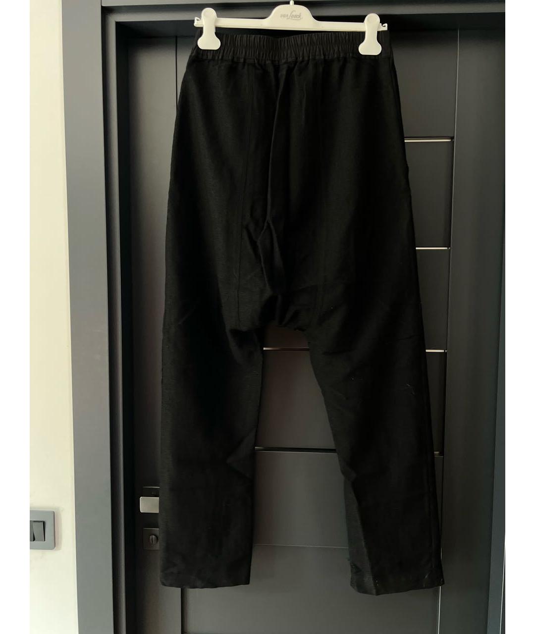 RICK OWENS Черные шерстяные повседневные брюки, фото 2