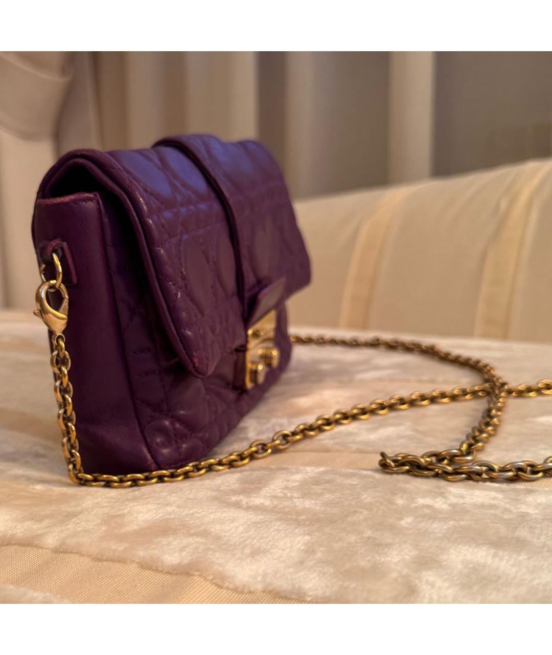 CHRISTIAN DIOR PRE-OWNED Фиолетовая кожаная сумка через плечо, фото 2