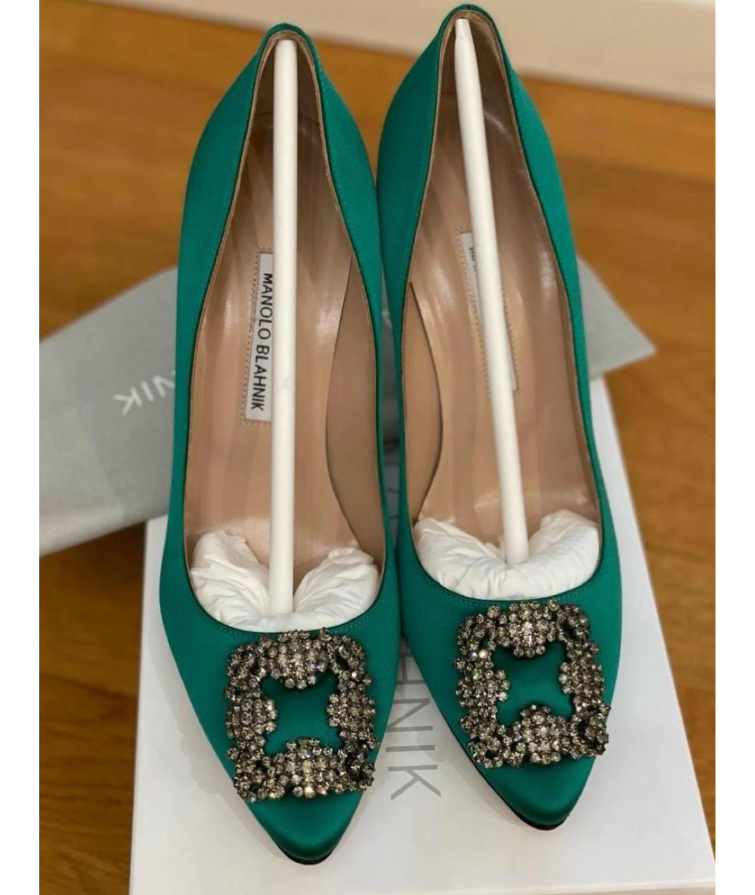 MANOLO BLAHNIK Зеленые текстильные туфли, фото 2
