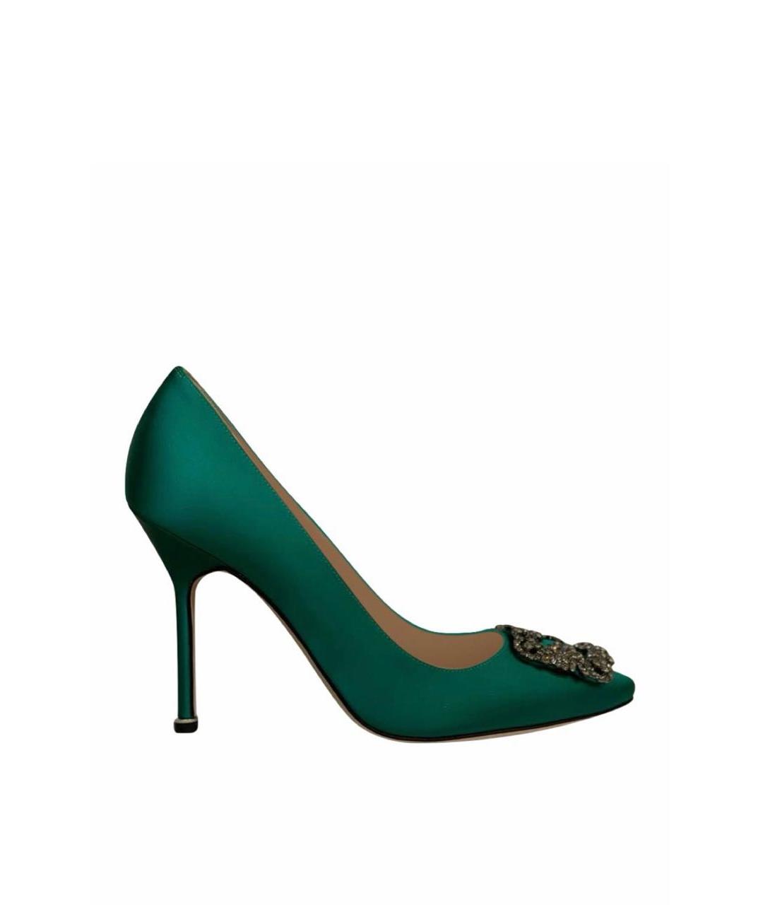 MANOLO BLAHNIK Зеленые текстильные туфли, фото 1
