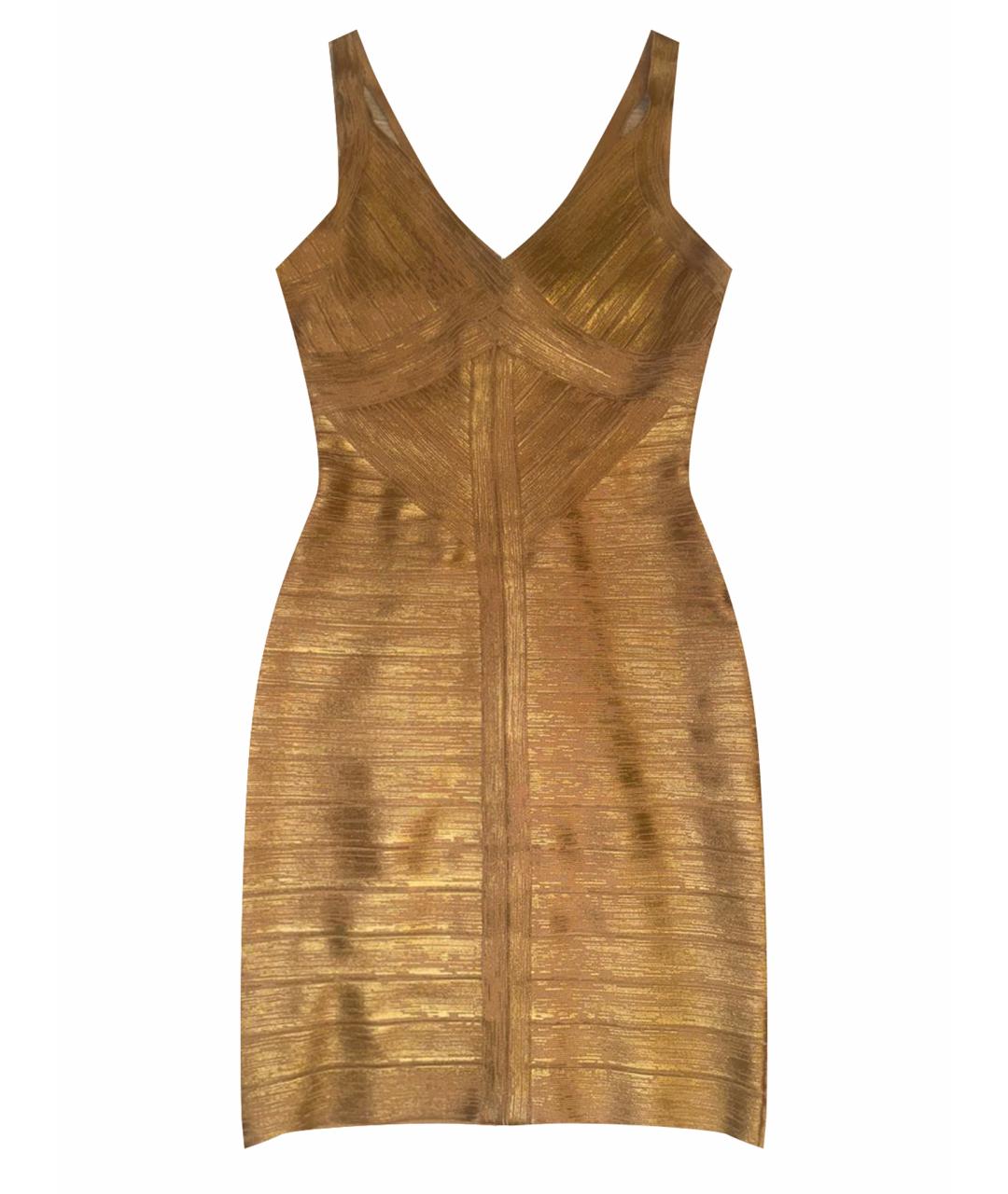 TERANI COUTURE Золотое полиэстеровое коктейльное платье, фото 1