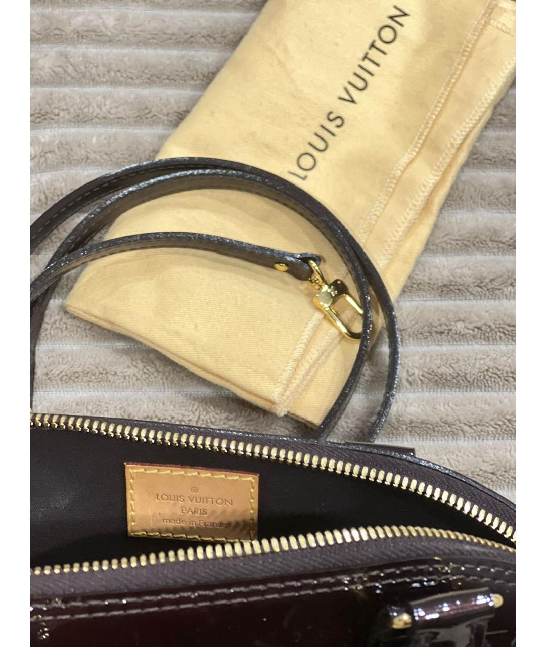 LOUIS VUITTON PRE-OWNED Бордовая сумка с короткими ручками из лакированной кожи, фото 5