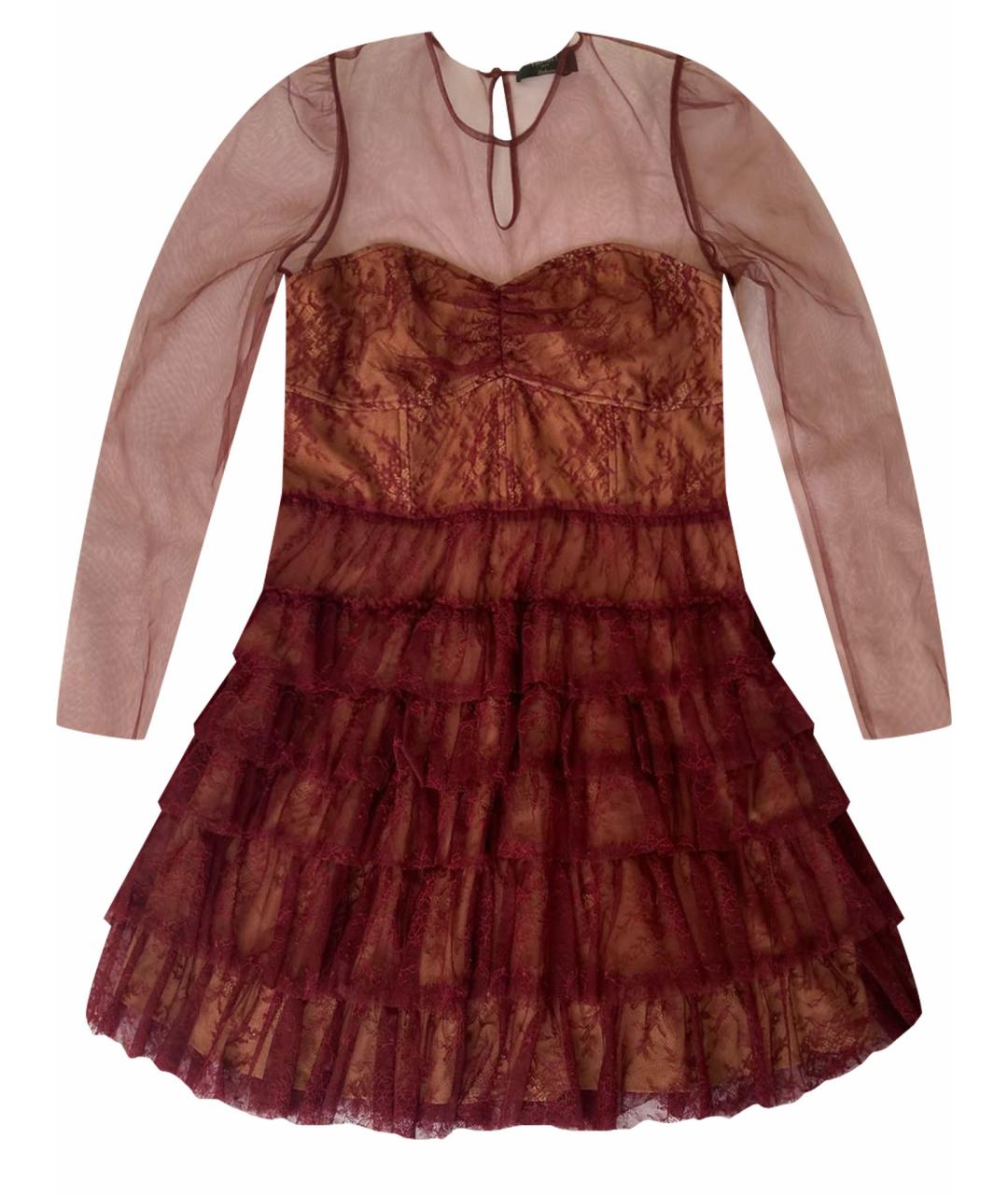 TWIN-SET Бордовое полиамидовое коктейльное платье, фото 1