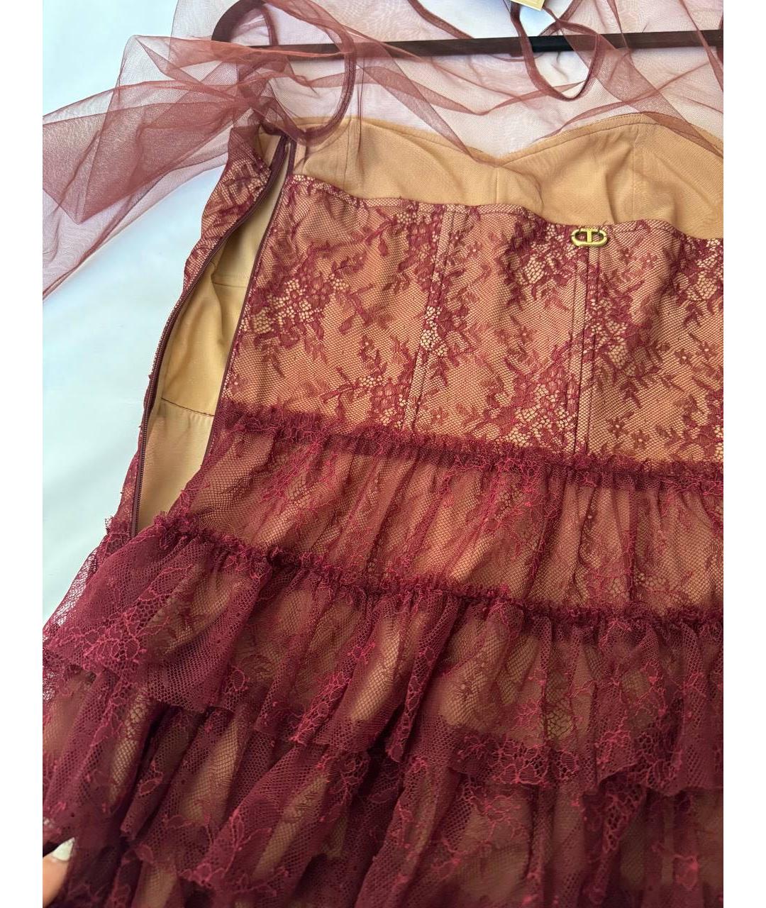 TWIN-SET Бордовое полиамидовое коктейльное платье, фото 4