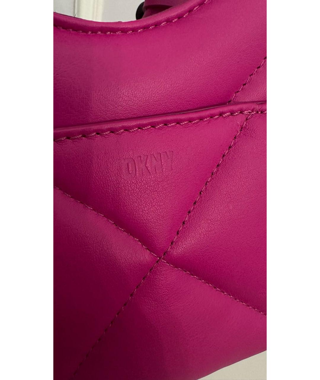 DKNY Фуксия кожаная сумка с короткими ручками, фото 5