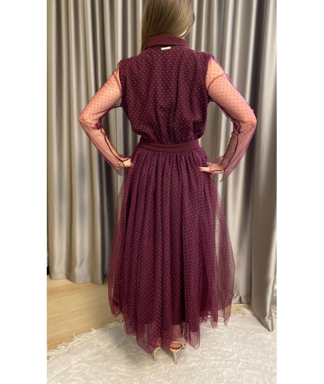 TWIN-SET Бордовое полиэстеровое платье, фото 3