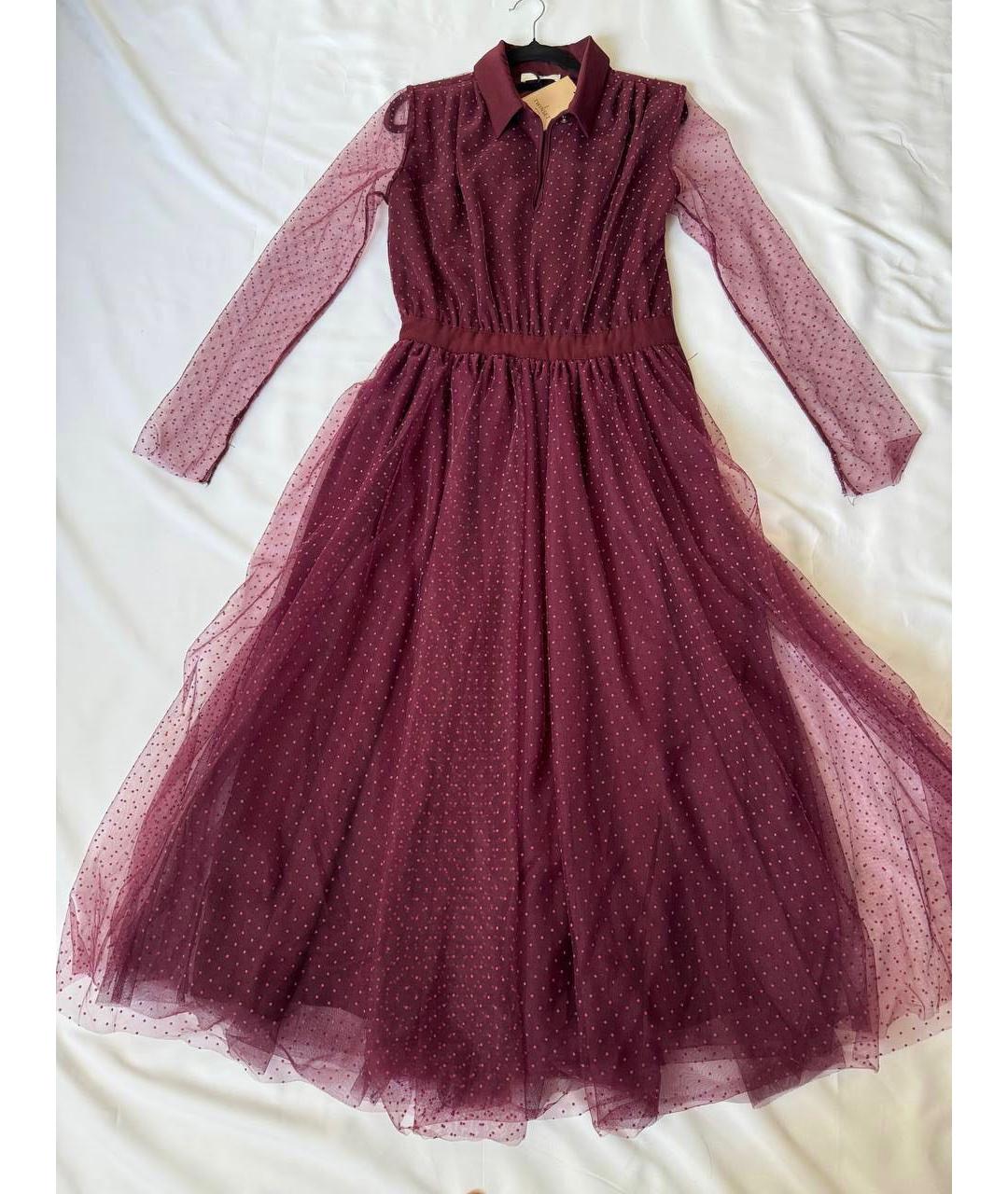 TWIN-SET Бордовое полиэстеровое платье, фото 8