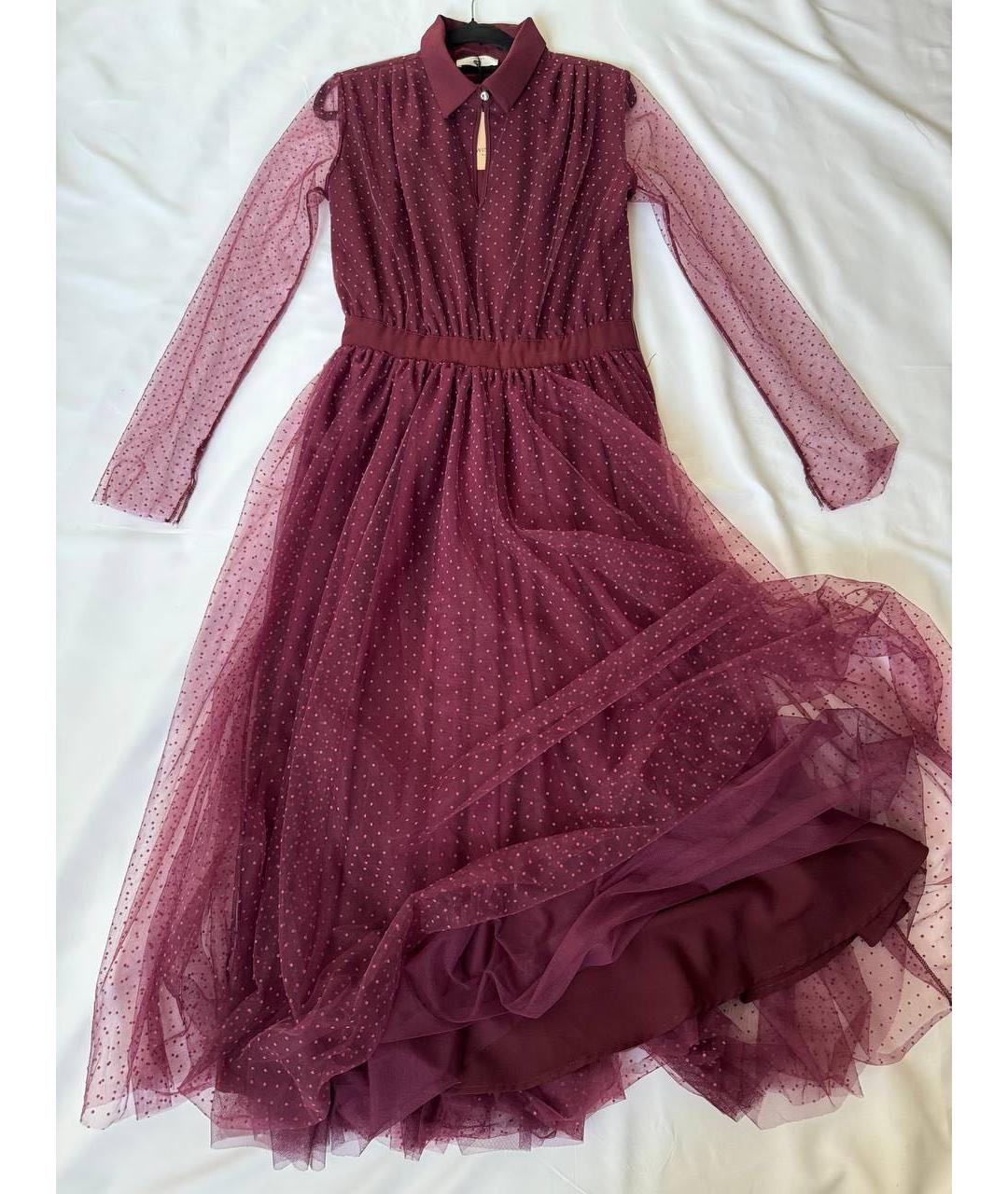 TWIN-SET Бордовое полиэстеровое платье, фото 2